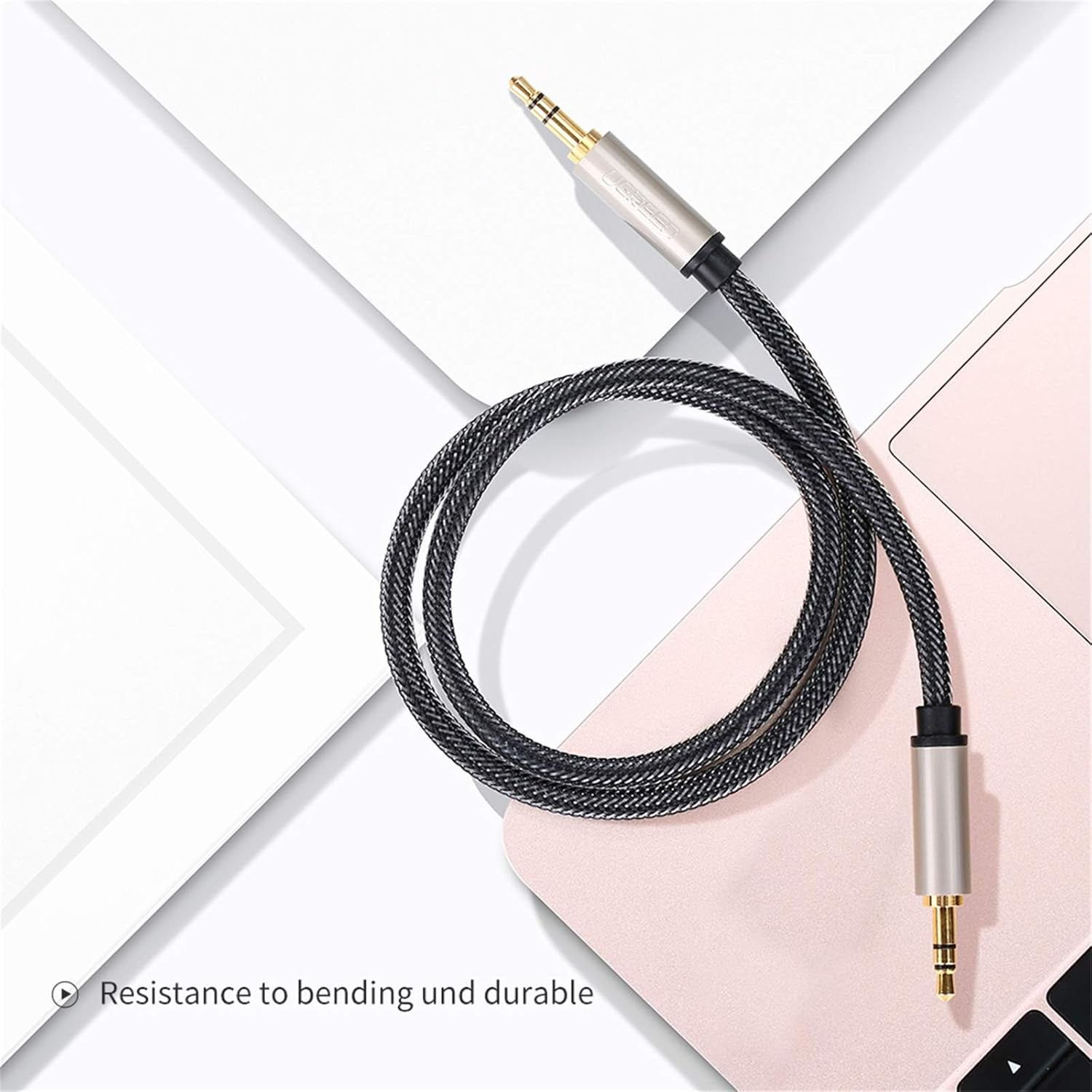 3.5Mm Male to Male Auxiliary Aux Stereo Professional Hifi Cable with Silver-Plating Copper Core, Gold Plated, Nylon Braid, Tangle-Free for for Audiophile/Musical Lovers ,Silver 2M 6Ft