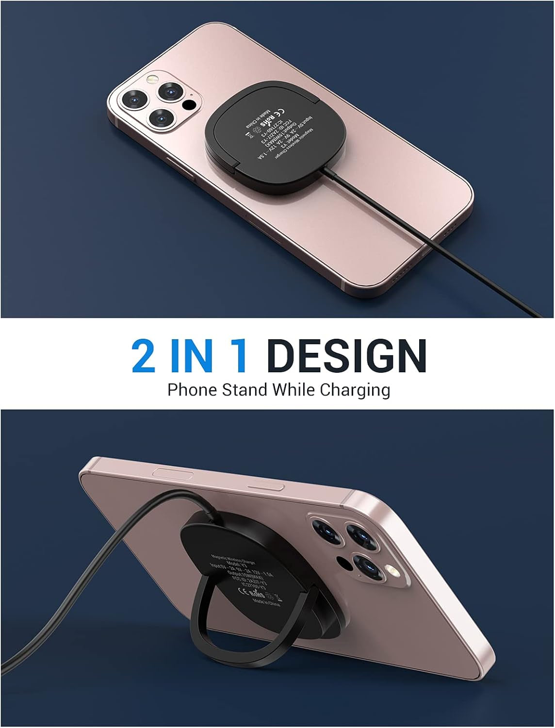 Iphone Magnetic Charger - Super Fast Mag Safe Charging Pad and 20W PD2.0 USB-C Wall Plug Compatible with Iphone 15 14 13 12 Pro Max Series, Airpods Series - Black