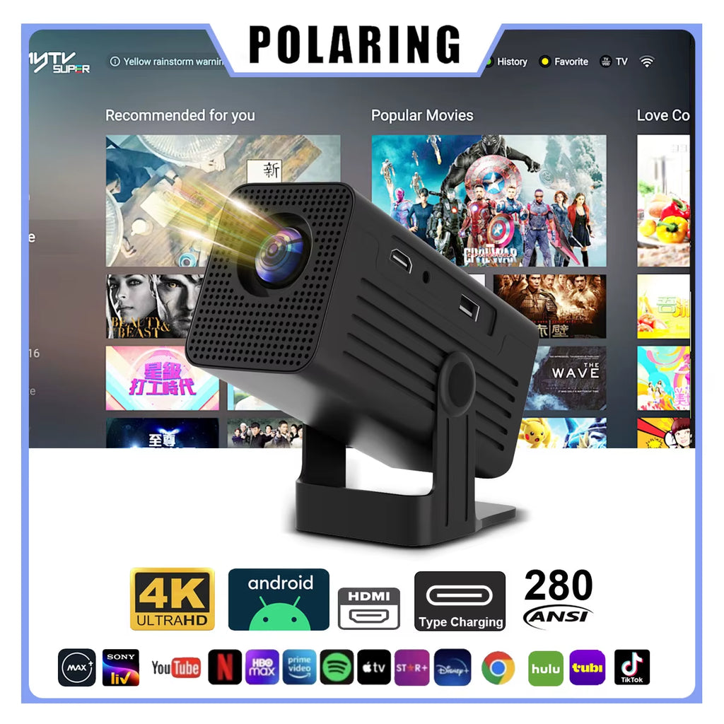 N6 Android Projector Wifi BT 250Ansi Cinema Home Keystone HDMI Proyector 1080P 4K Projector