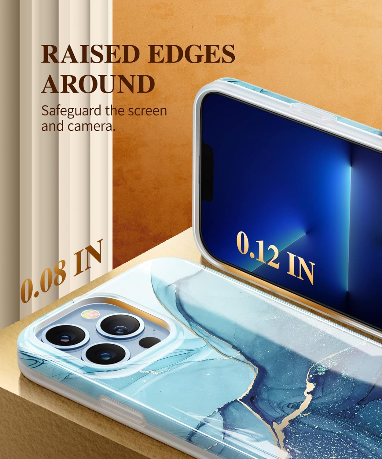 for Iphone 13 Pro Max Case, Marble Soft TPU Shockproof Protective Case, Ultra Slim Thin Glossy Stylish Phone Cover, 6.7" 2021 (Navy Blue)