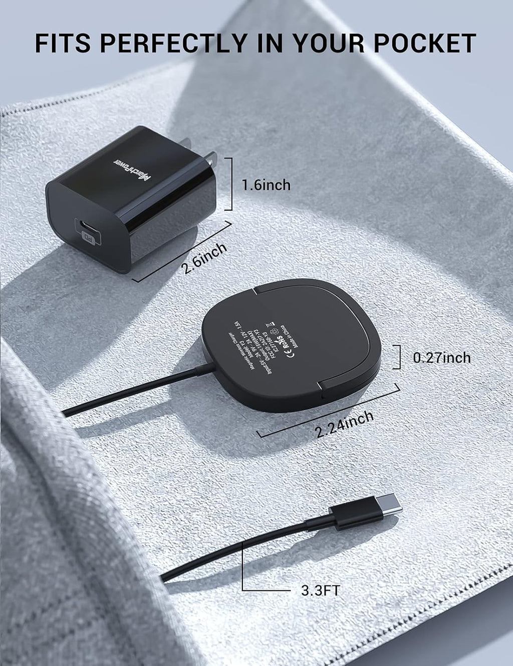 Iphone Magnetic Charger - Super Fast Mag Safe Charging Pad and 20W PD2.0 USB-C Wall Plug Compatible with Iphone 15 14 13 12 Pro Max Series, Airpods Series - Black