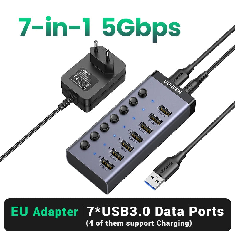 BP Electronics 4-Port USB 3.0 Hub | High-Speed Type-C Multiport Splitter for PC & Computer Accessories