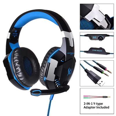 BP Electronics Wired Gaming Headset | LED Stereo Headphones with Mic for PC, PS4 & Xbox