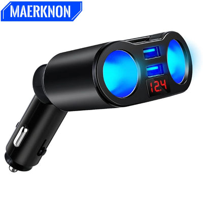 BP Electronics 3.1A Dual-Port USB Car Charger 30W Quick Charge with LED Display for iPhone Xiaomi Huawei