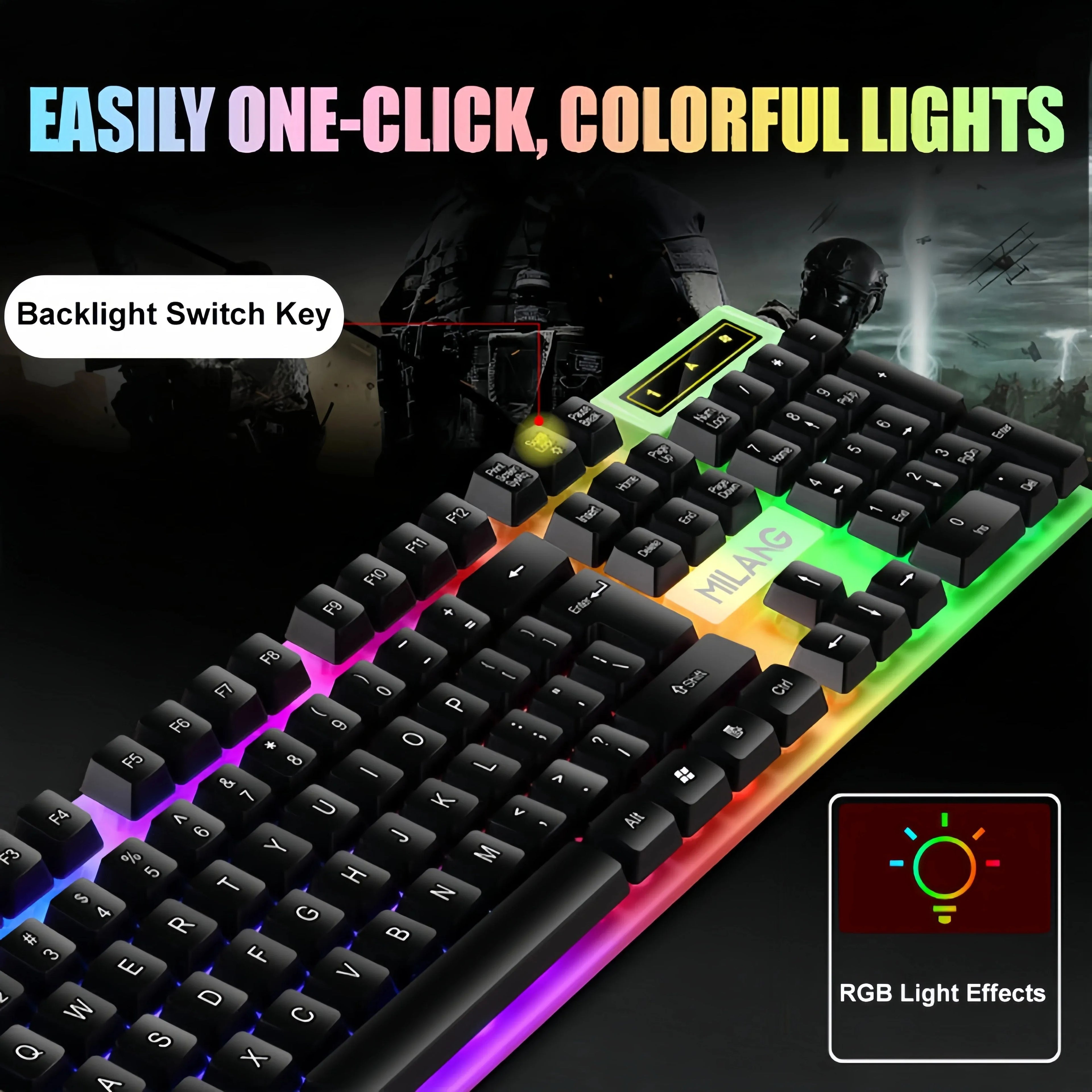 BP Electronics 104-Key Backlit Mechanical Gaming Keyboard | Wired Waterproof Luminous Keyboard for PC, Laptop & Office