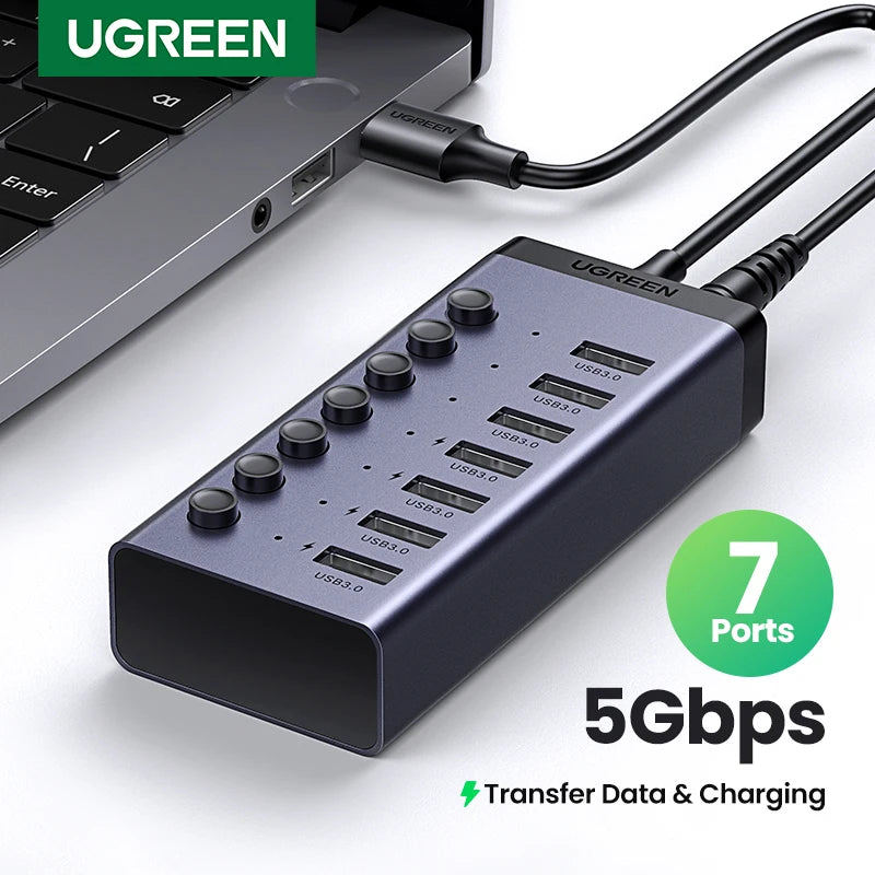 BP Electronics 10-Port USB-C Hub with 60W Power Delivery and fast data transfer.