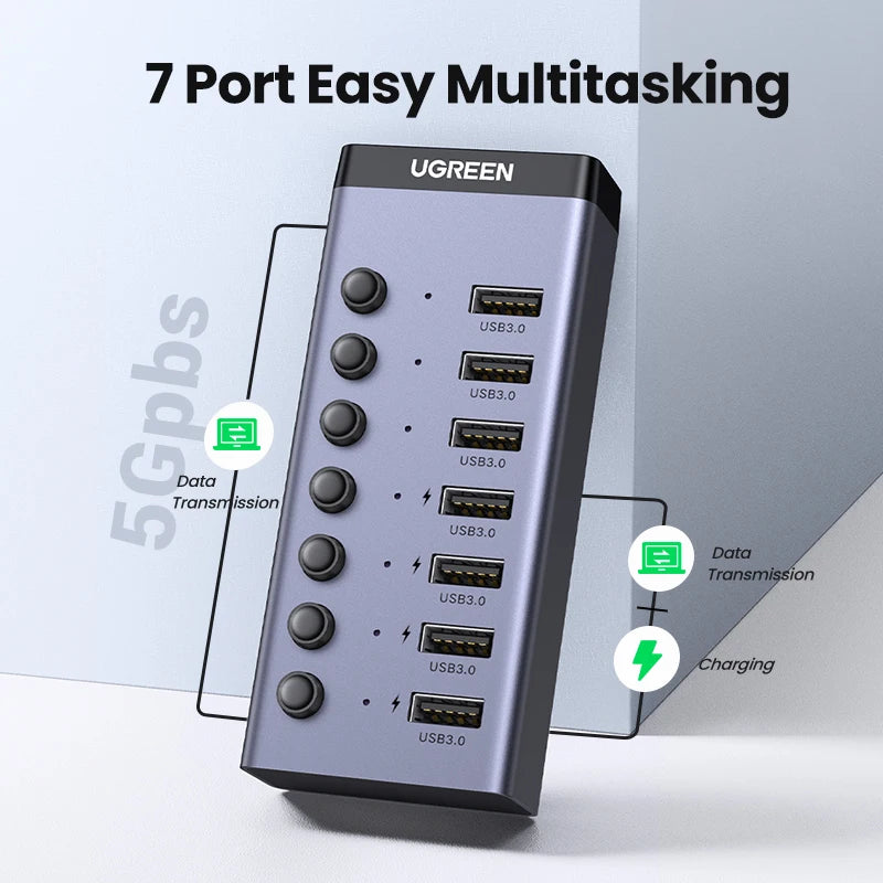 BP Electronics 4-Port USB 3.0 Hub | High-Speed Type-C Multiport Splitter for PC & Computer Accessories