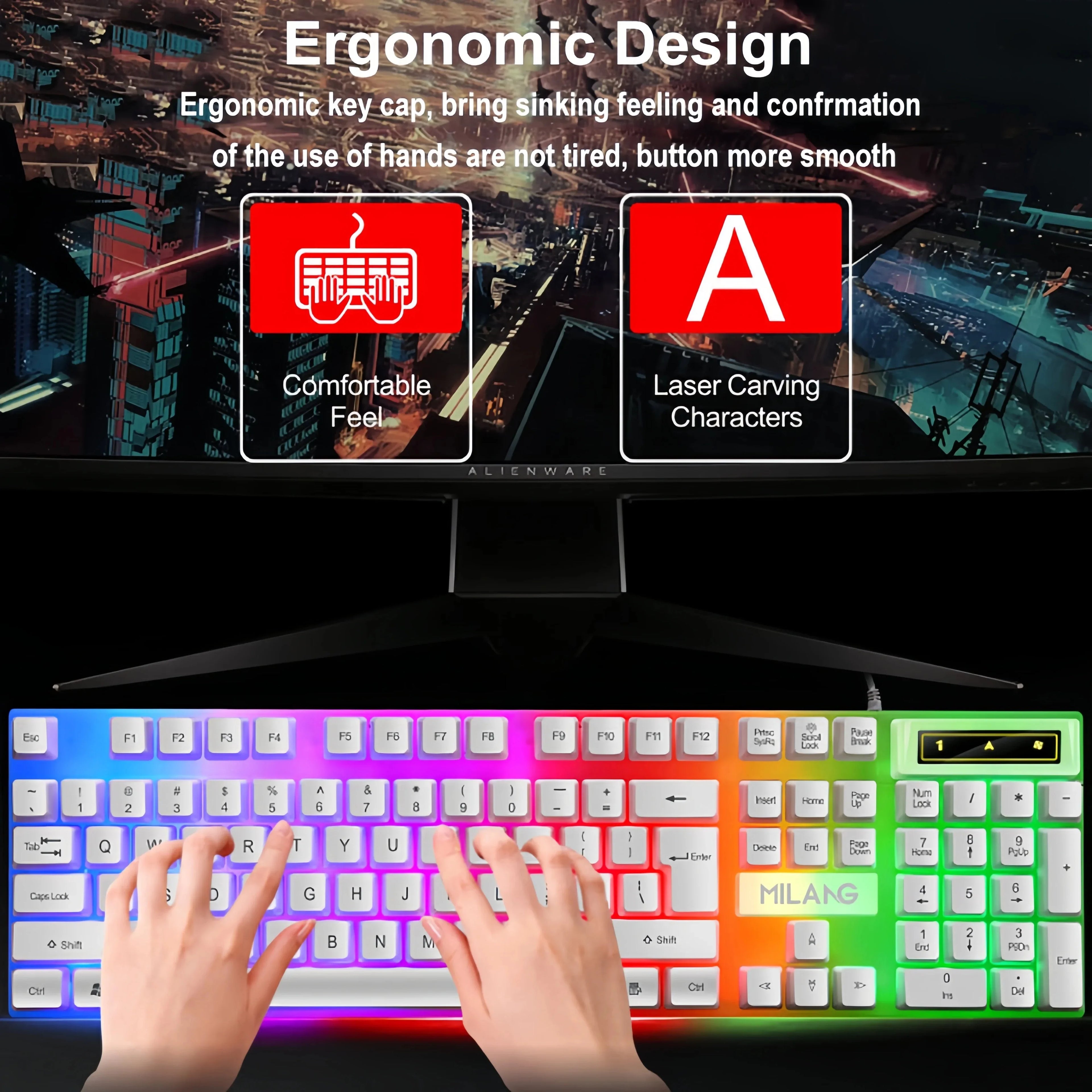 BP Electronics 104-Key Backlit Mechanical Gaming Keyboard | Wired Waterproof Luminous Keyboard for PC, Laptop & Office