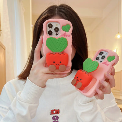BP Electronics Cute Soft Silicone 3D Potted Phone Case Stand for iPhone 12 13 14 15 16 Pro Max