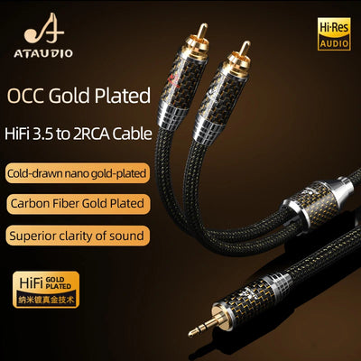 BP Electronics HiFi OCC 3.5mm to 2RCA Audio Cable | Gold-Plated High-Quality Cord