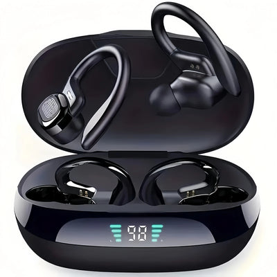 BP Electronics True Wireless Earbuds – TWS Headphones with Microphone, Sports Ear Clip, Stereo In-Ear, LED Display