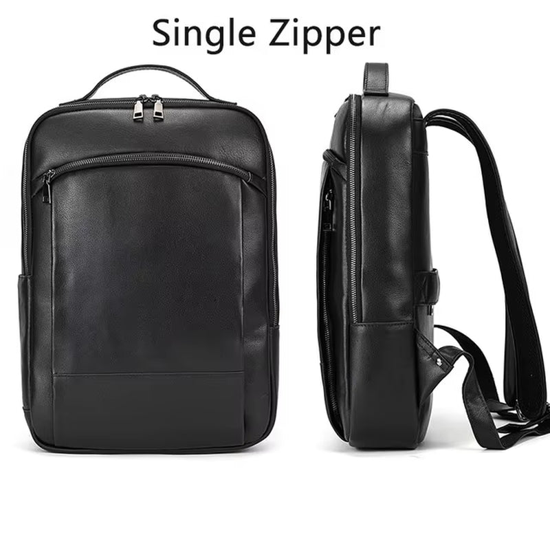 Men'S Crazy Horse Leather Backpack 15.6 Inch Laptop Retro Rucksack Large Capacity Travel Backpack Big Male Computer Bag