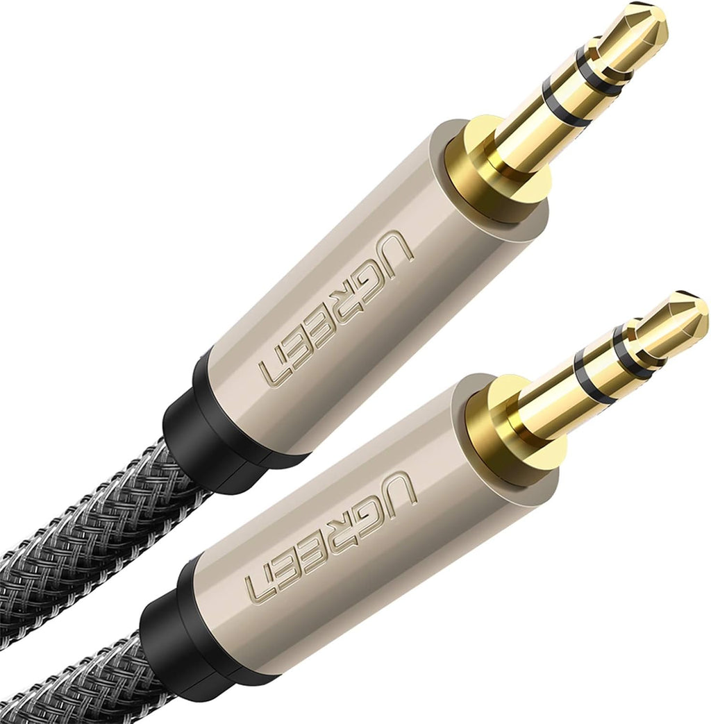 3.5Mm Male to Male Auxiliary Aux Stereo Professional Hifi Cable with Silver-Plating Copper Core, Gold Plated, Nylon Braid, Tangle-Free for for Audiophile/Musical Lovers ,Silver 2M 6Ft