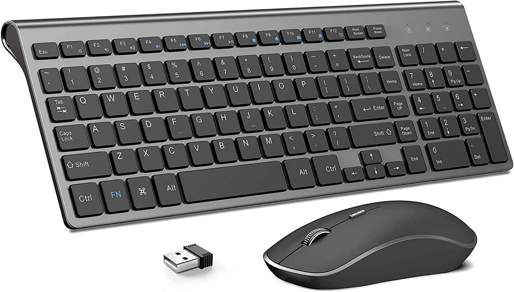 Wireless Keyboard and Mouse,2.4G Ergonomic and Slim Wireless Computer Keyboard Mouse Designed for Windows, PC, Laptop,Tablet - Black Grey